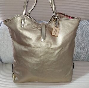 Lauren RALPH LAUREN Metallic Gold Leather Tote